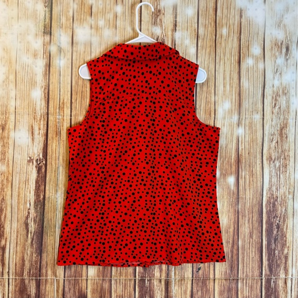 Notations Women’s Sleeveless Polka Dot Red Button Down Shirt Size Large - Picture 4 of 9